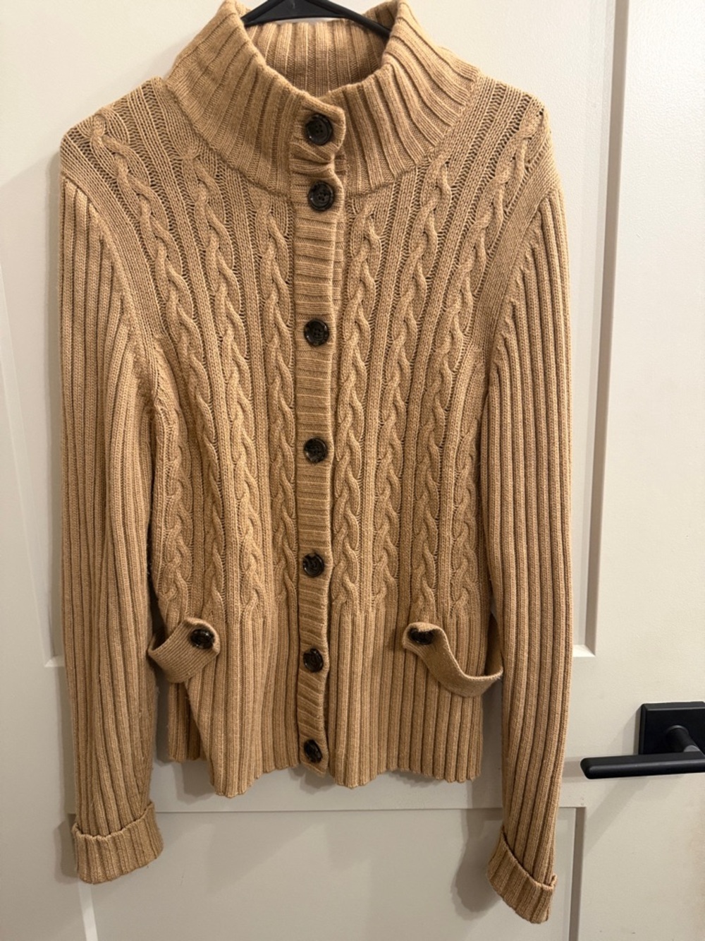 Banana Republic Cable Knit Shawl Collar Cardigan - Camel/Tan